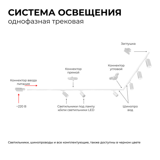 Трековый однофазный светильник Apeyron 16-75