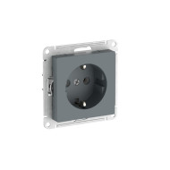 Розетка с заземлением, 16А, мех., быстрозажим. Клем Systeme Electric AtlasDesign Грифель