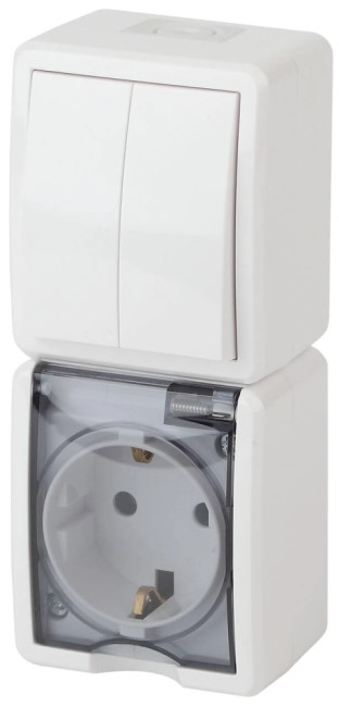Блок розетка-выключатель двухклавишный ЭРА Эксперт IP54 16A 250V 11-7408-01 Б0036006 Блок розетка-выключатель двухклавишный ЭРА Эксперт IP54 16A 250V 11-7408-01 Б0036006