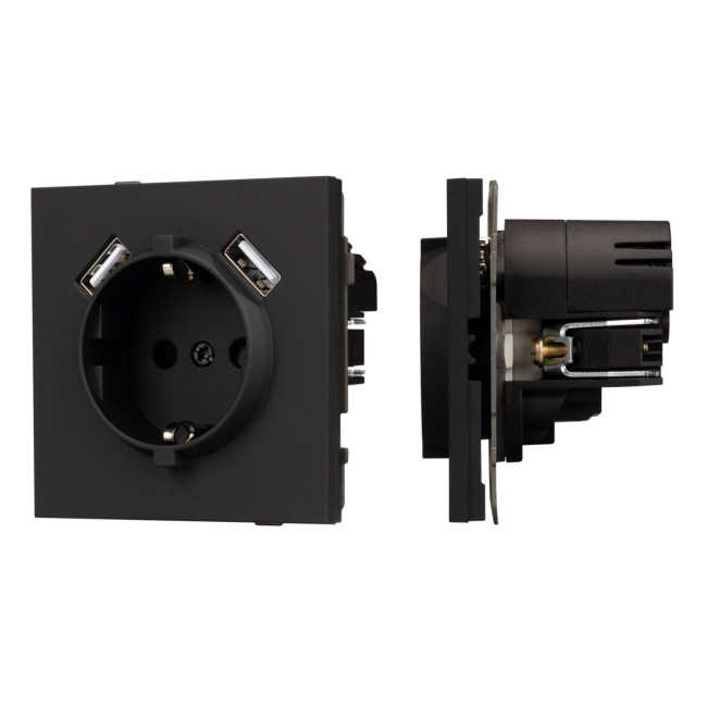 Механизм розетки с USB зарядкой Arlight SCT-TENDO-MUAA-SFPL-BK (230V, 16A) 054603 Механизм розетки с USB зарядкой Arlight SCT-TENDO-MUAA-SFPL-BK (230V, 16A) 054603