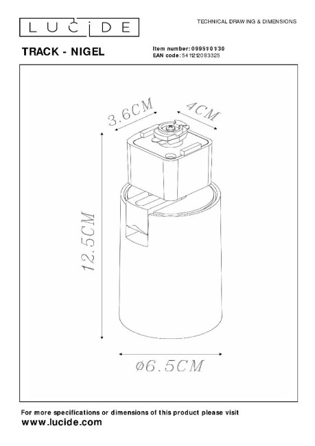 Трековый светильник Lucide Track - nigel 09951/01/30