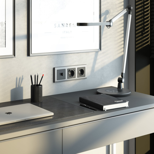 Розетка с заземлением и шторками Werkel графит W1171164 4690389194412 a063104