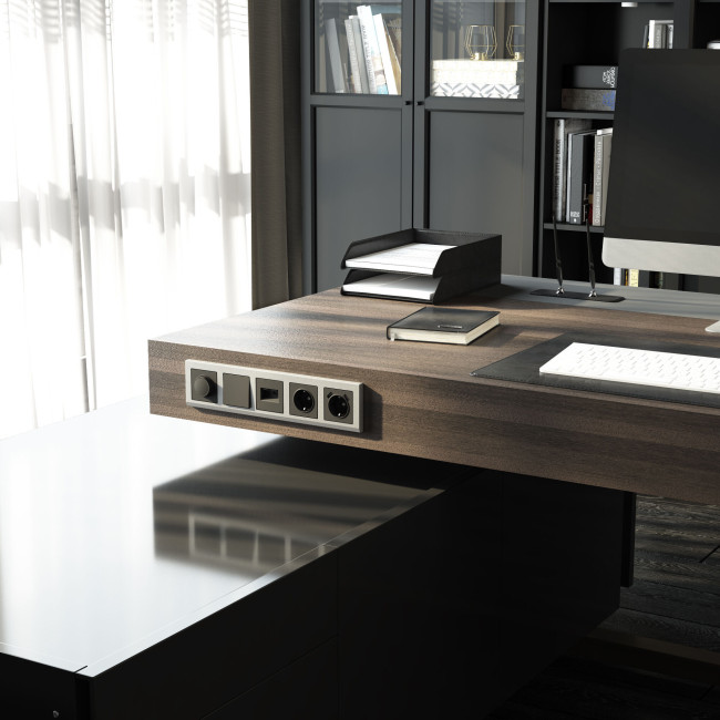 Розетка с заземлением и шторками Werkel графит W1171164 4690389194412 a063104