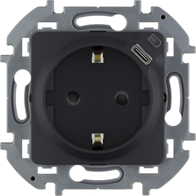 Розетка с/з с USB тип C со шторками Legrand Inspiria 673773 Розетка с/з с USB тип C со шторками Legrand Inspiria 673773