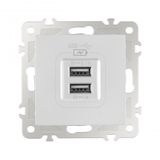 Розетка USB 2.1А+1А Arte Milano 206.46-1.silver Розетка USB 2.1А+1А Arte Milano 206.46-1.silver