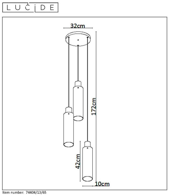 Подвесной светильник Lucide ORLANDO 74404/13/65 Подвесной светильник Lucide ORLANDO 74404/13/65