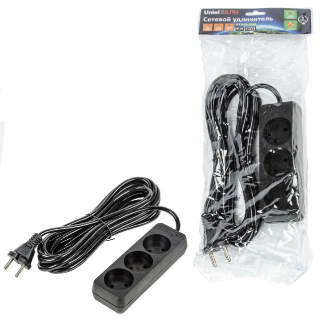 Удлинитель бытовой Uniel Ultra S-CU3-5 BLACK UL-00009985