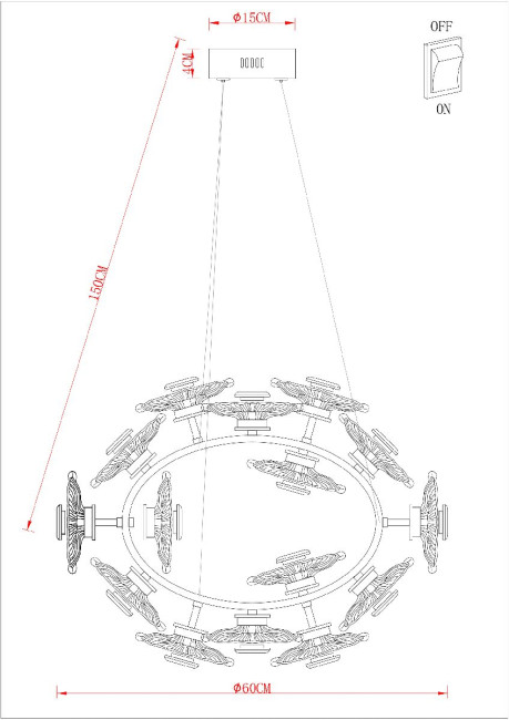 Подвесная люстра Arte Lamp Cherish A2097LM-90GO Подвесная люстра Arte Lamp Cherish A2097LM-90GO