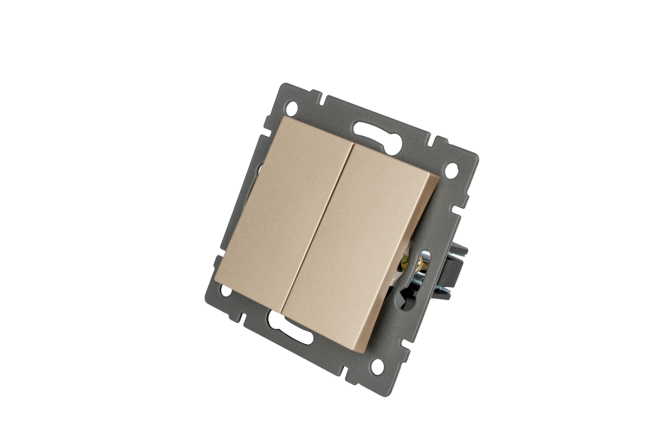 Механизм выключателя двухклавишный самовозвратный Arlight SWT-MKR2-PL-GD-V (250V, 10A) 049886 Механизм выключателя двухклавишный самовозвратный Arlight SWT-MKR2-PL-GD-V (250V, 10A) 049886