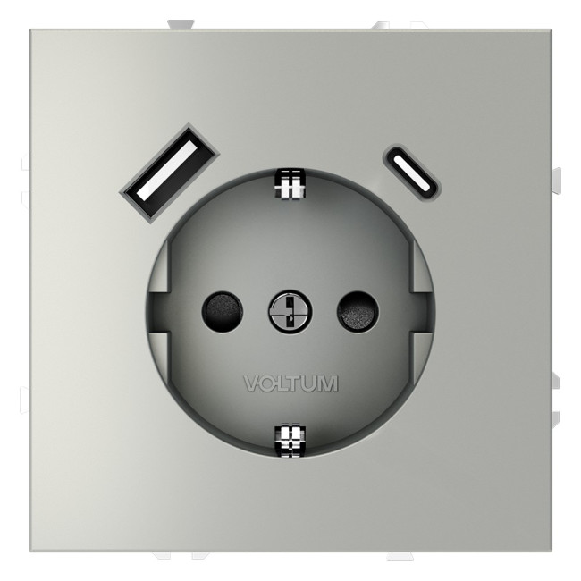 Розетка с USB, A+C Voltum S70 VLS040505 (сталь)