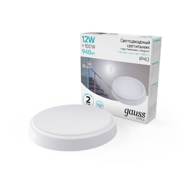 Настенно-потолочный светодиодный светильник Gauss Hall 193411212-OAS Настенно-потолочный светодиодный светильник Gauss Hall 193411212-OAS