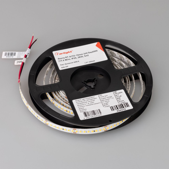 Светодиодная лента Arligh tRT-A192-10mm 24V Day4000 (17.6 W/m, IP20, 5m) (высок.эфф.150 лм/Вт) 036212(1) Светодиодная лента Arligh tRT-A192-10mm 24V Day4000 (17.6 W/m, IP20, 5m) (высок.эфф.150 лм/Вт) 036212(1)