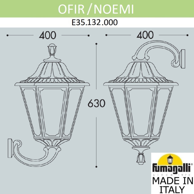 Уличный настенный светильник Fumagalli Noemi E35.132.000.BYH27 Уличный настенный светильник Fumagalli Noemi E35.132.000.BYH27