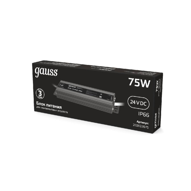 Блок питания Gauss 75Вт DC24 IP66 202022075 Блок питания Gauss 75Вт DC24 IP66 202022075
