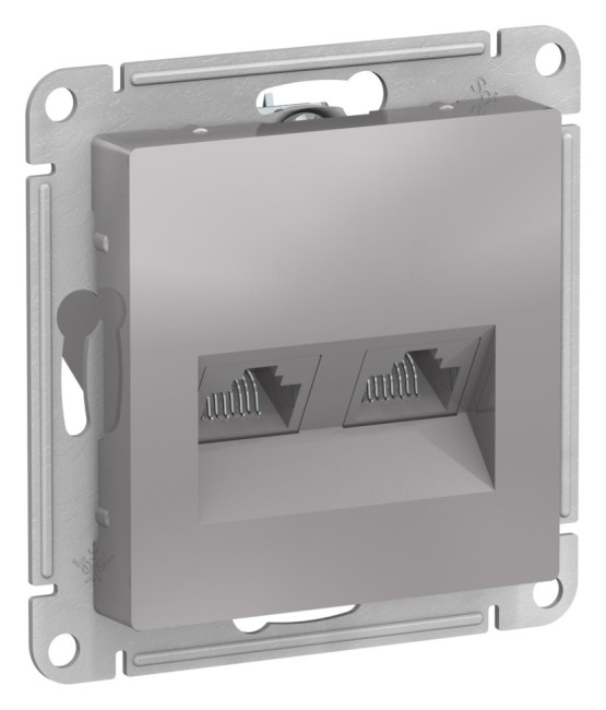 Розетка двойная компьютерная RJ45+RJ45, кат.5E, механизм Systeme Electric AtlasDesign Алюминий ATN000385 Розетка двойная компьютерная RJ45+RJ45, кат.5E, механизм Systeme Electric AtlasDesign Алюминий ATN000385