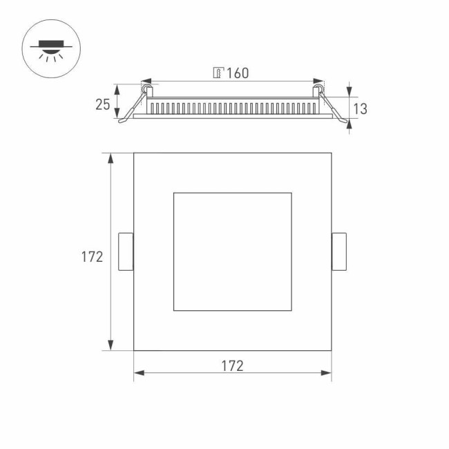 Встраиваемый светодиодный светильник Arlight DL-172x172M-15W Warm White 020133 Встраиваемый светодиодный светильник Arlight DL-172x172M-15W Warm White 020133