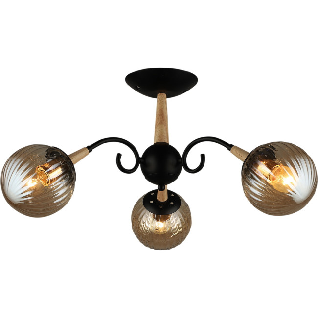 Люстра на штанге Reluce 04886-0.3-03 BK+WOOD Люстра на штанге Reluce 04886-0.3-03 BK+WOOD