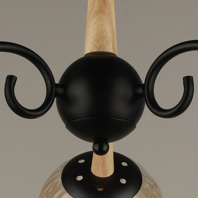 Люстра на штанге Reluce 04886-0.3-03 BK+WOOD Люстра на штанге Reluce 04886-0.3-03 BK+WOOD