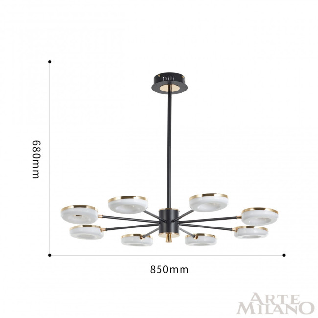 Люстра на штанге Arte Milano Ferrara 277499/8 BK/GD Люстра на штанге Arte Milano Ferrara 277499/8 BK/GD