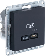 Розетка тип-C 65W высокоскор.заряд. QC, PD, мех. Systeme Electric AtlasDesign Карбон USB ATN001027 Розетка тип-C 65W высокоскор.заряд. QC, PD, мех. Systeme Electric AtlasDesign Карбон USB ATN001027