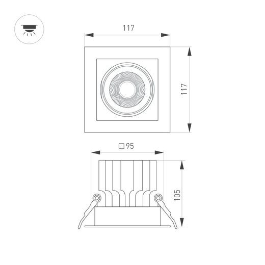 Встраиваемый карданный светильник Arlight MS-VORTEX-BUILT-S117x117-20W Day4000 (WH-WH, 40 deg, 230V) (IP20 Металл) 057919 Встраиваемый карданный светильник Arlight MS-VORTEX-BUILT-S117x117-20W Day4000 (WH-WH, 40 deg, 230V) (IP20 Металл) 057919