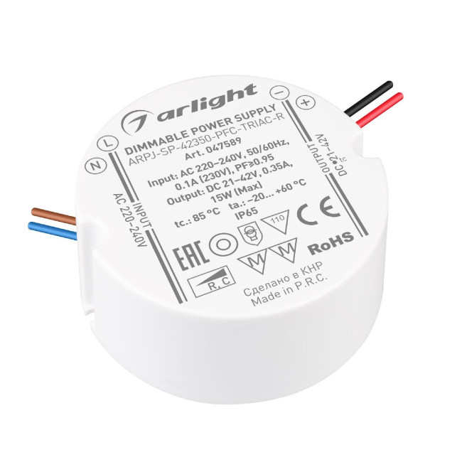 Блок питания Arlight ARPJ-SP-42350-PFC-TRIAC-R (15W, 21-42V, 350mA) 047589 Блок питания Arlight ARPJ-SP-42350-PFC-TRIAC-R (15W, 21-42V, 350mA) 047589