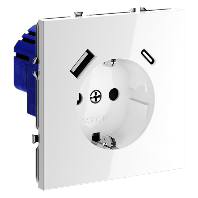 Розетка с USB, A+C Voltum S70 VLS040501 (белый глянцевы Розетка с USB, A+C Voltum S70 VLS040501 (белый глянцевы