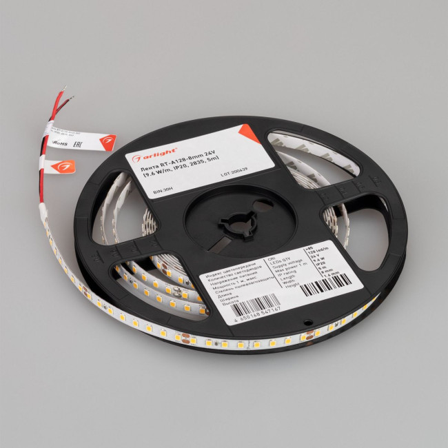 Светодиодная лента Arlight RT-A128-8mm 24V Day5000 (10 W/m, IP20, 5m) (высок.эфф.150 лм/Вт) 038756(1) Светодиодная лента Arlight RT-A128-8mm 24V Day5000 (10 W/m, IP20, 5m) (высок.эфф.150 лм/Вт) 038756(1)