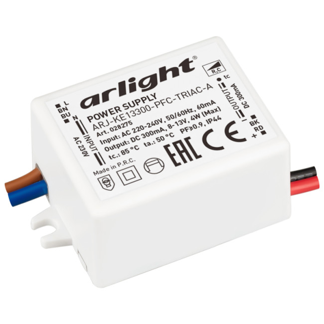 Блок питания Arlight ARJ-KE13300-PFC-Triac-A (4W, 300mA) 028275 Блок питания Arlight ARJ-KE13300-PFC-Triac-A (4W, 300mA) 028275