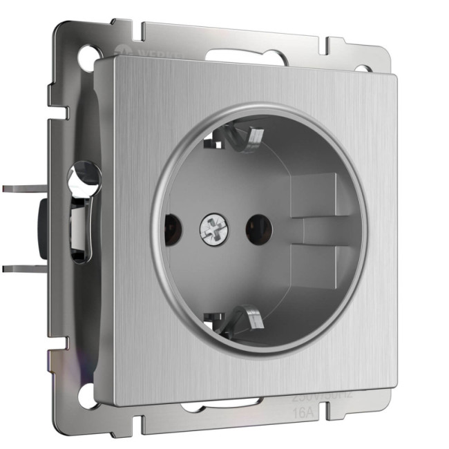 Розетка с заземлением Werkel cеребряный рифленый W1171009 4690389159701 Розетка с заземлением Werkel cеребряный рифленый W1171009 4690389159701