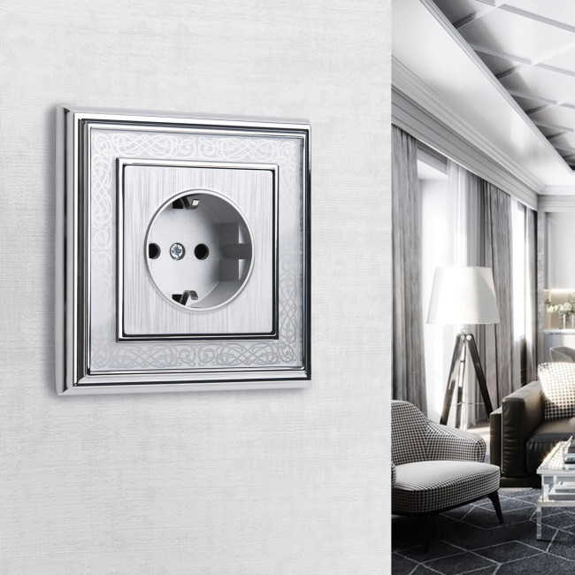 Розетка с заземлением Werkel cеребряный рифленый W1171009 4690389159701 Розетка с заземлением Werkel cеребряный рифленый W1171009 4690389159701