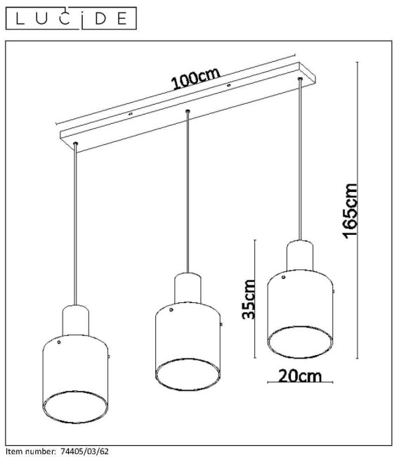 Подвесной светильник Lucide TOLEDO 74405/03/62 Подвесной светильник Lucide TOLEDO 74405/03/62