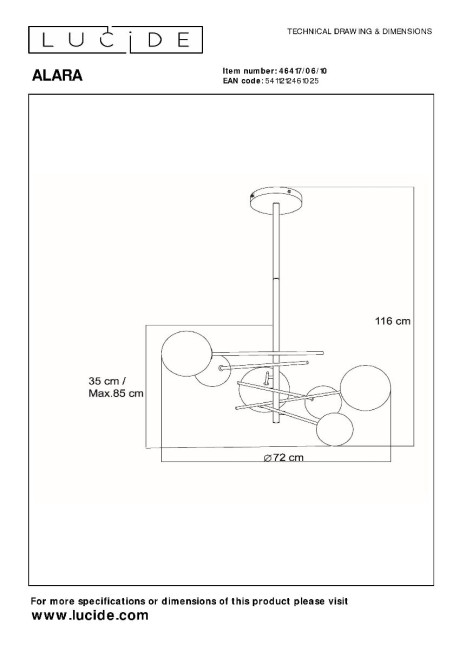 Люстра на штанге Lucide Alara 46417/06/10