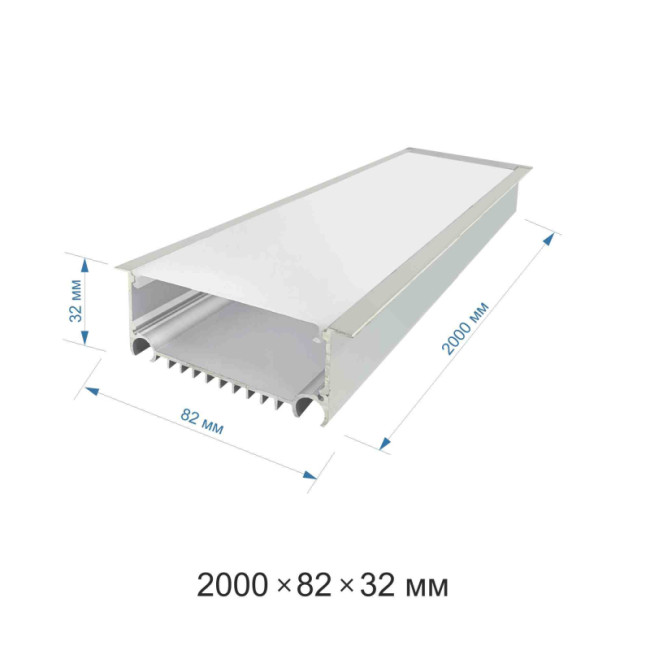 Профиль П-образный встраиваемый Apeyron ширина ленты до 48мм (рассеиватель, заглушки - 2шт) 08-29 Профиль П-образный встраиваемый Apeyron ширина ленты до 48мм (рассеиватель, заглушки - 2шт) 08-29