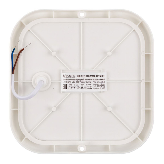 Накладной светильник влагозащищенный Volpe ULW-Q229 18W/6500K IP65 WHITE UL-00013191 Накладной светильник влагозащищенный Volpe ULW-Q229 18W/6500K IP65 WHITE UL-00013191