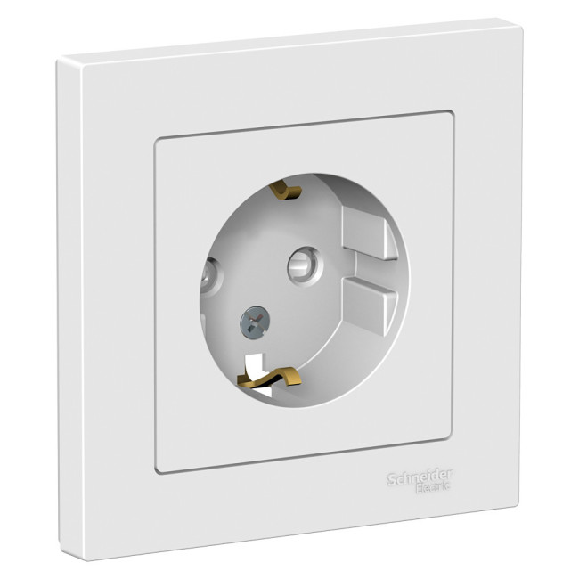 Розетка с/з со шторками, 16А, в сборе Systeme Electric AtlasDesign Бел ATN000144 Розетка с/з со шторками, 16А, в сборе Systeme Electric AtlasDesign Бел ATN000144
