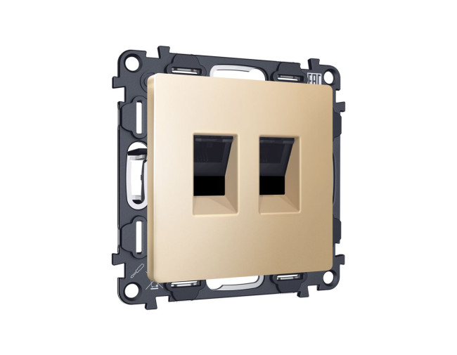 Комплект механизма компьютерной двойной розетки RJ-45 Ambrella Volt MA612110 (8P8C) CAT6 с автоматической защитной шторкой Alfa Шампань Quant Комплект механизма компьютерной двойной розетки RJ-45 Ambrella Volt MA612110 (8P8C) CAT6 с автоматической защитной шторкой Alfa Шампань Quant