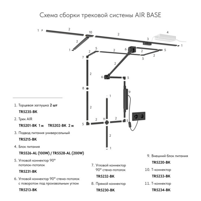 Комплект торцевых заглушек 2шт для шинопровода Denkirs Air Base TR5235-BK