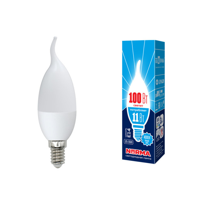 Лампа светодиодная (UL-00003816) Volpe E14 11W 4000K матовая LED-CW37-11W/NW/E14/FR/NR Лампа светодиодная (UL-00003816) Volpe E14 11W 4000K матовая LED-CW37-11W/NW/E14/FR/NR