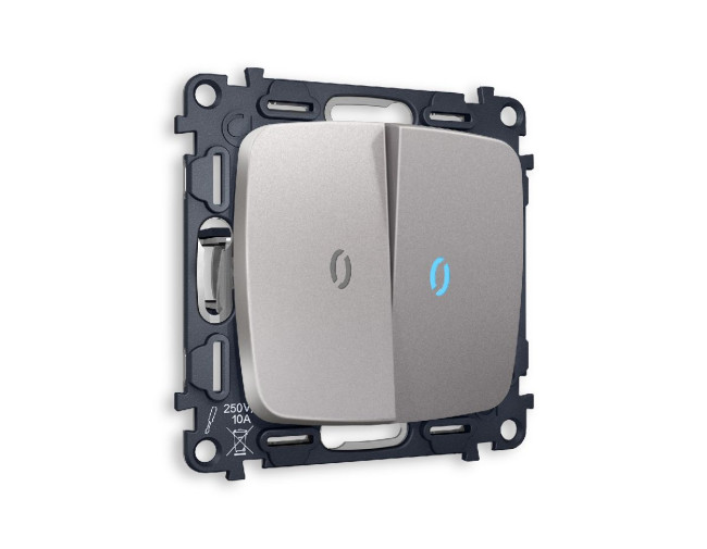 Комплект механизма 2-кл выключателя с подсветкой Ambrella Volt Omega MO504020