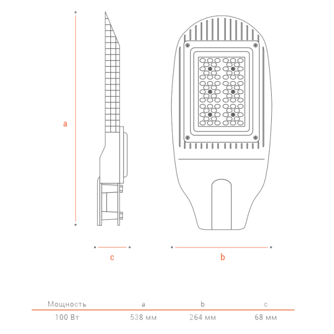 Консольный светильник Wolta ДКУ04-100-102-5К ШБ140х60