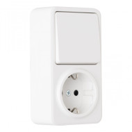 Розетка с заземлением и шторками + выключатель одноклавишный Arte Milano 310.52-1.white