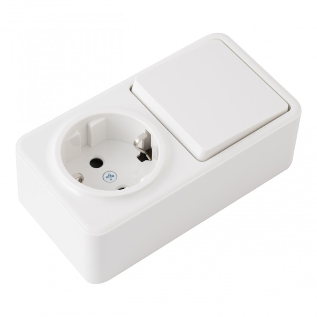 Розетка с заземлением и шторками + выключатель одноклавишный Arte Milano 310.52-1.white Розетка с заземлением и шторками + выключатель одноклавишный Arte Milano 310.52-1.white