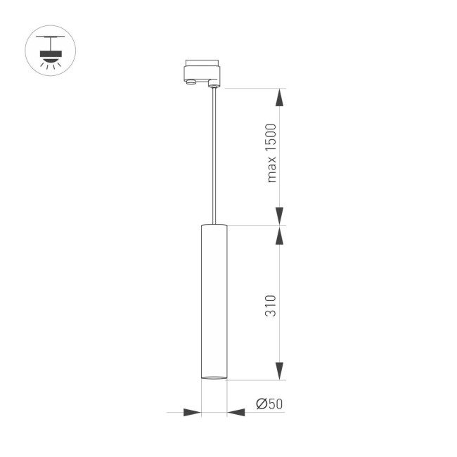 Трековый светильник Arlight LGD-Pipe-Track-Hang-2TR-R50-9W Warm3000 037433 Трековый светильник Arlight LGD-Pipe-Track-Hang-2TR-R50-9W Warm3000 037433