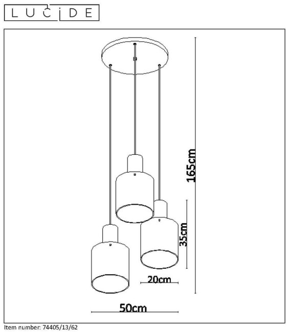 Подвесной светильник Lucide TOLEDO 74405/13/62 Подвесной светильник Lucide TOLEDO 74405/13/62