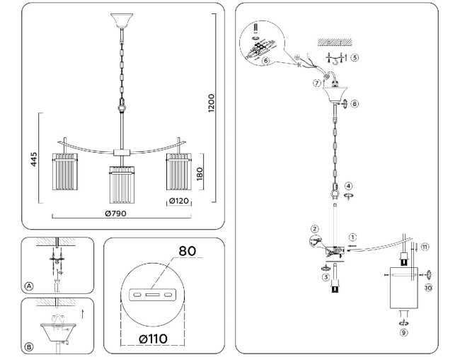 Подвесная люстра Ambrella Light High Light Heigh Light LH56033 Подвесная люстра Ambrella Light High Light Heigh Light LH56033