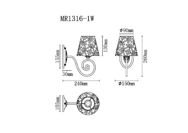Бра Myfar Luna MR1316-1W Бра Myfar Luna MR1316-1W