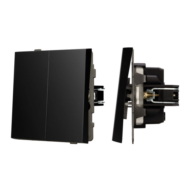 Механизм выключателя двухклавишный непроходной Arlight SWT-TENDO-MK02-PL-BK (230V, 10A) 054059 Механизм выключателя двухклавишный непроходной Arlight SWT-TENDO-MK02-PL-BK (230V, 10A) 054059