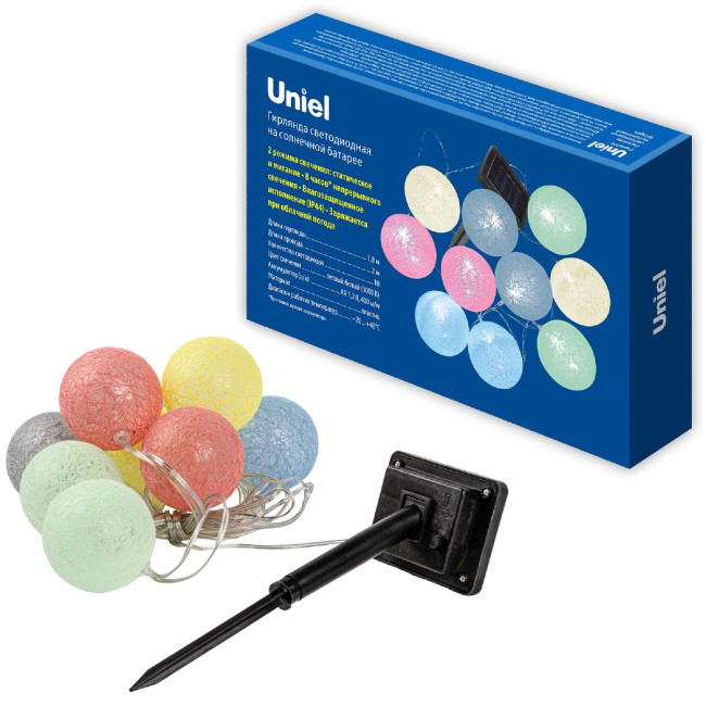 Гирлянда на солнечной батарее Uniel USL-S-139/PM2000 COTTON BALLS UL-00010436 Гирлянда на солнечной батарее Uniel USL-S-139/PM2000 COTTON BALLS UL-00010436