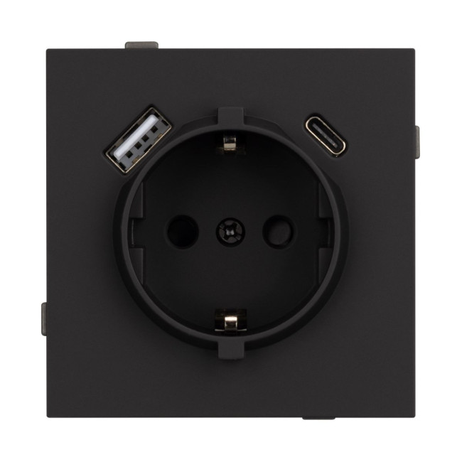 Механизм розетки с USB зарядкой Arlight SCT-TENDO-MUAC-SFPL-BK (230V, 16A) 054607 Механизм розетки с USB зарядкой Arlight SCT-TENDO-MUAC-SFPL-BK (230V, 16A) 054607